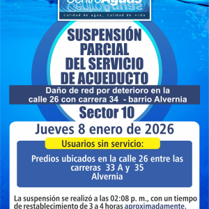 Suspensión del servicio sector 10 por daño
