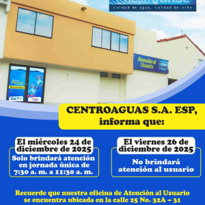 Jornada de atención miércoles 24 y viernes 26 de diciembre de 2025