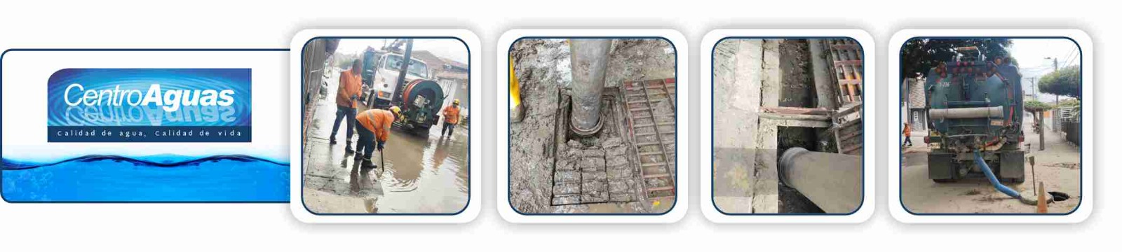CENTROAGUAS realiza limpieza de redes de alcantarillado y sumideros tras eventos del río Tuluá Diseño con imágenes del personal realizando labores de limpieza en los sumideros