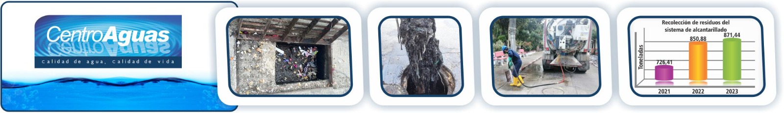 Diseño con imágenes de limpieza del alcantarillado y gráfica 