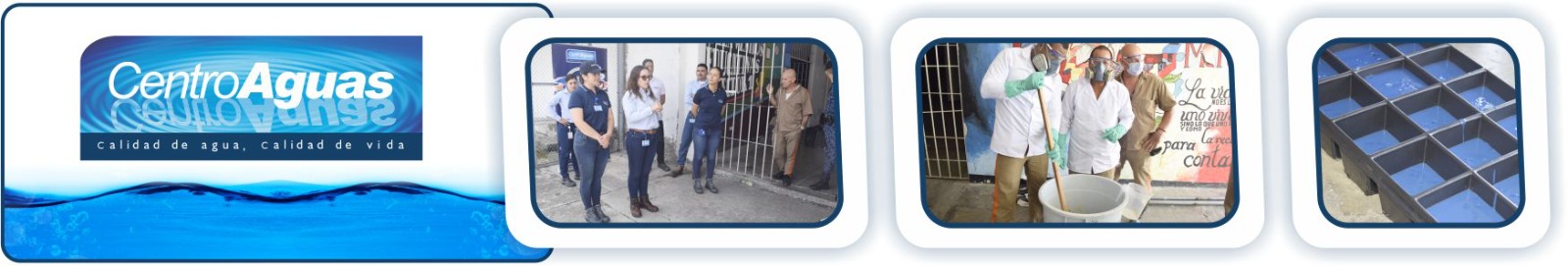 la nueva apuesta socioambiental de la campaña de CENTROAGUAS Diseño con tres imágenes de la capacitación en la cárcel, se ve al personal hablando a un grupo de internos