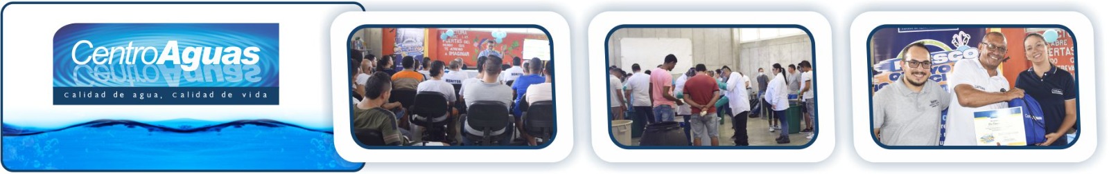 CENTROAGUAS realizó capacitación y clausura en la cárcel de Tuluá Diseño con tres fotos de la actividad en la cárcel