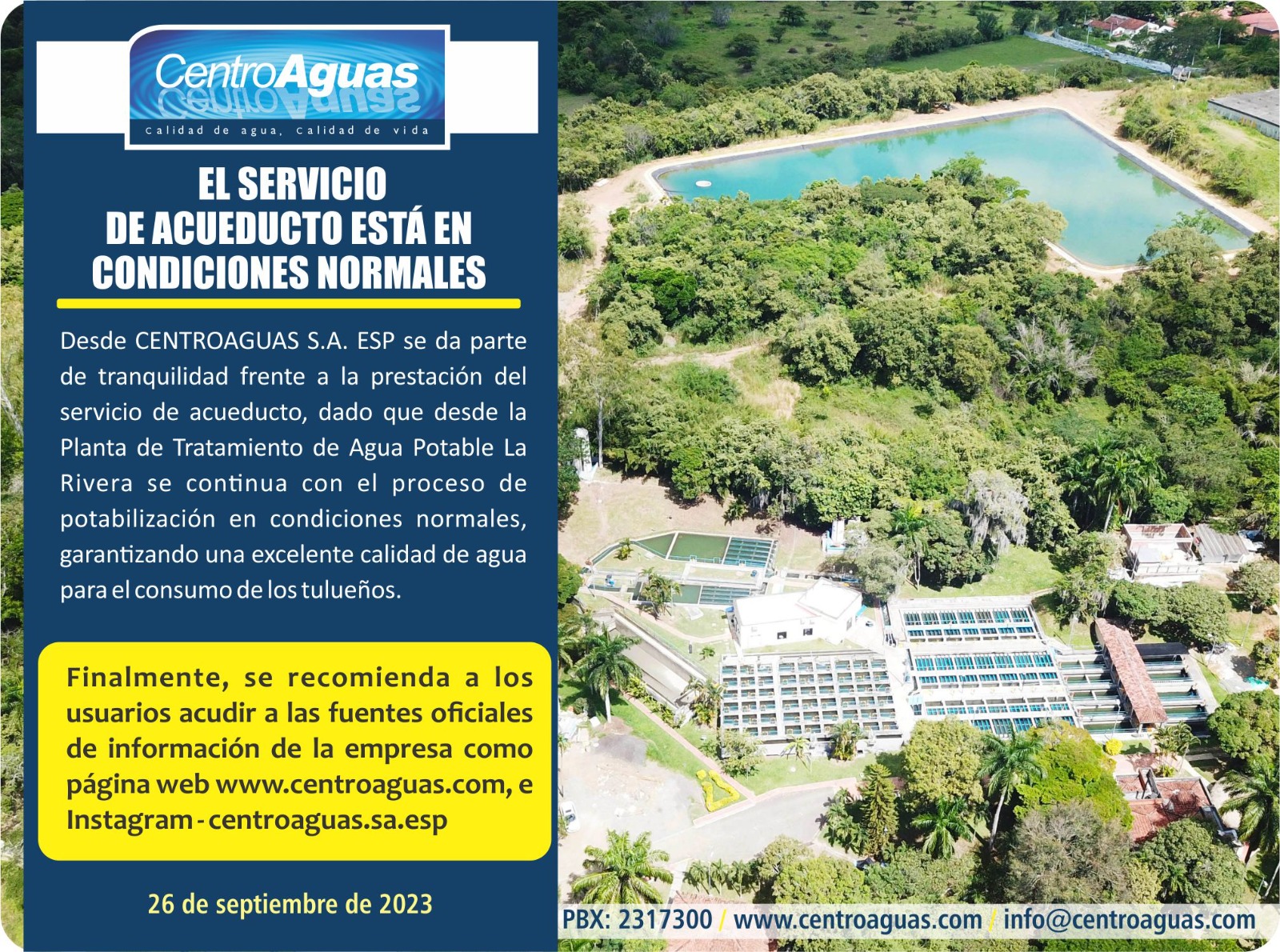 Diseño de la planta con información sobre el servicio de acueducto que está en condiciones normales