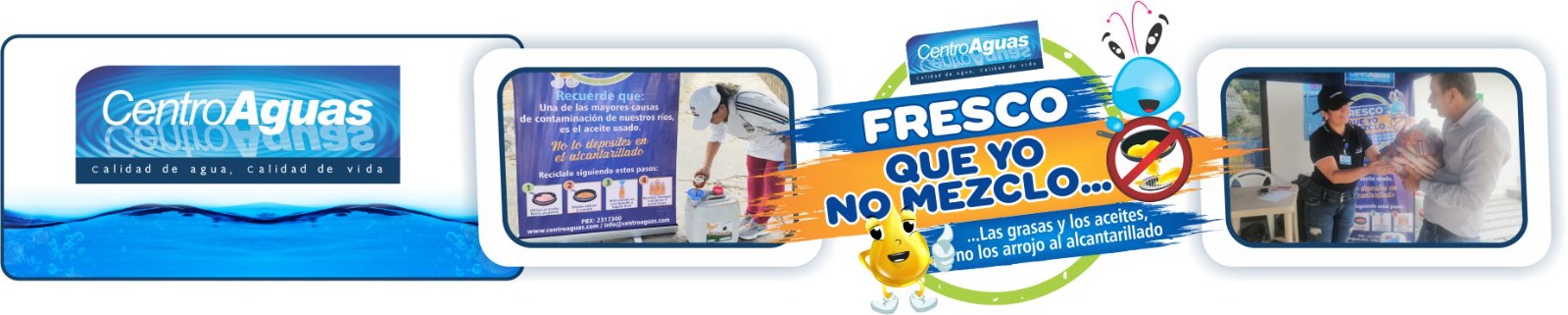 Diseño con el logo de la campaña y dos fotografías de las jornadas de recolección de grasas