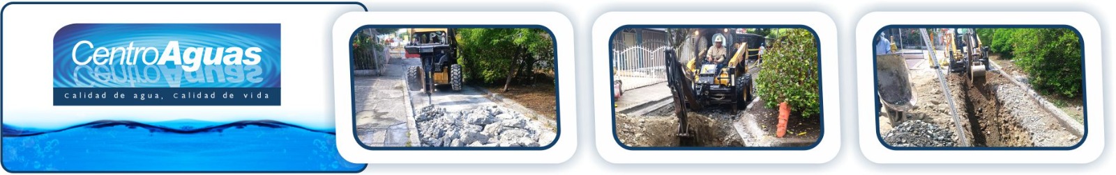 CENTROAGUAS adelanta obra de alcantarillado en el barrio El Jardín Diseño con tres imágenes donde se ve a operarios de la empresa realizando labores en la obra