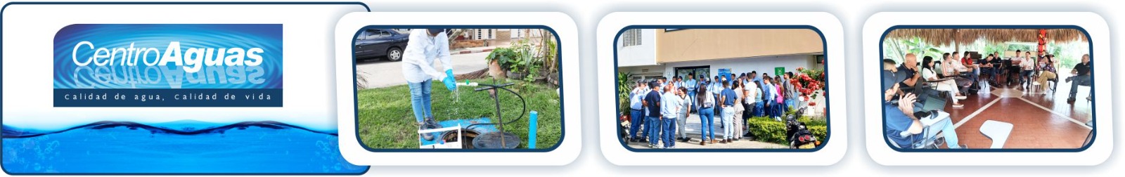 CENTROAGUAS realizó simulacro de emergencia operativa y evacuación Diseño con tres imágenes del personal realizando simulacro en las sedes de la empresa