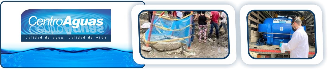 Diseño con dos imágenes de la comunidad La Estrella y un colaborador con tanque portátil 