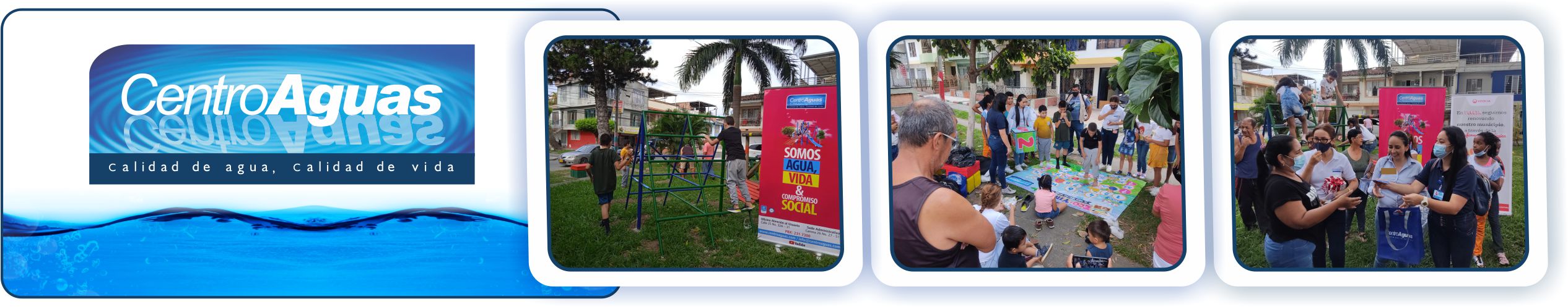 Diseño con tres fotografías de la entrega del parque