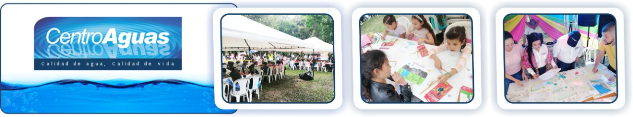 Concurso de Pintura Infantil de CENTROAGUAS Diseño con tres imágenes del concurso, se ven niños pintando