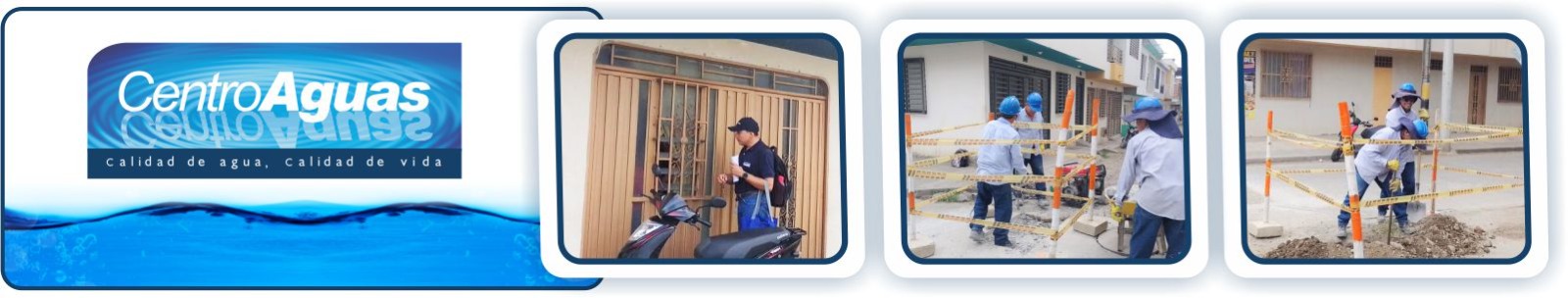 Diseño con tres imágenes de operarios realizando labores de obra 