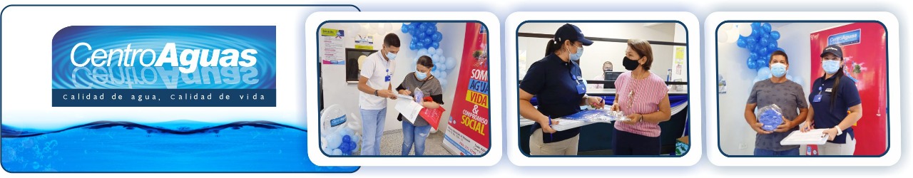 Diseño con  fotografías de los usuarios recibiendo detalles 