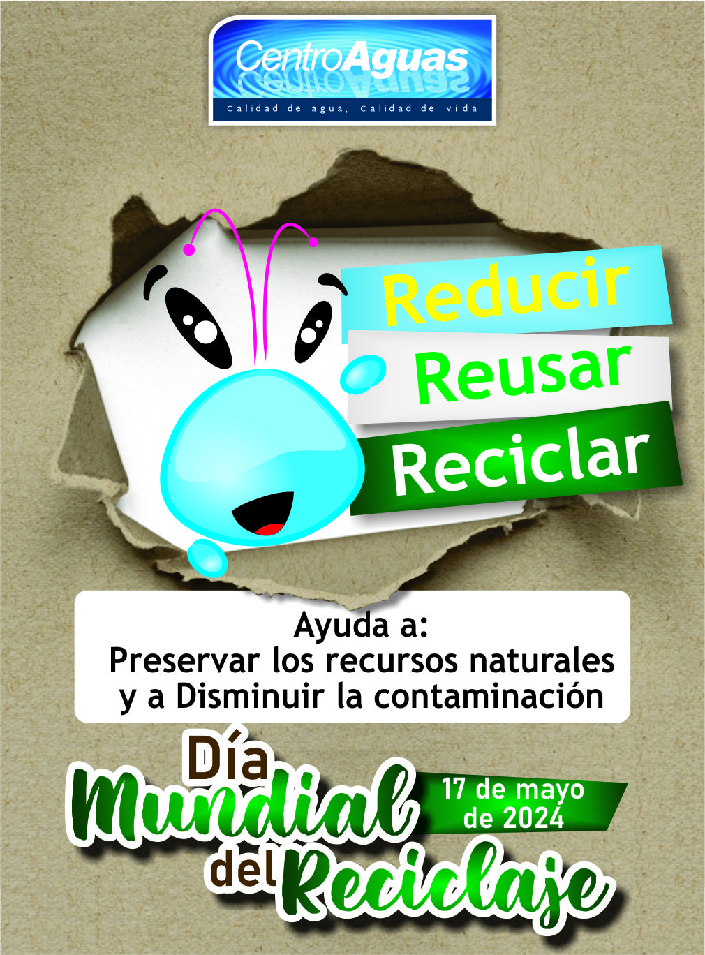 Imagen invitando a reducir, reusar y reciclar