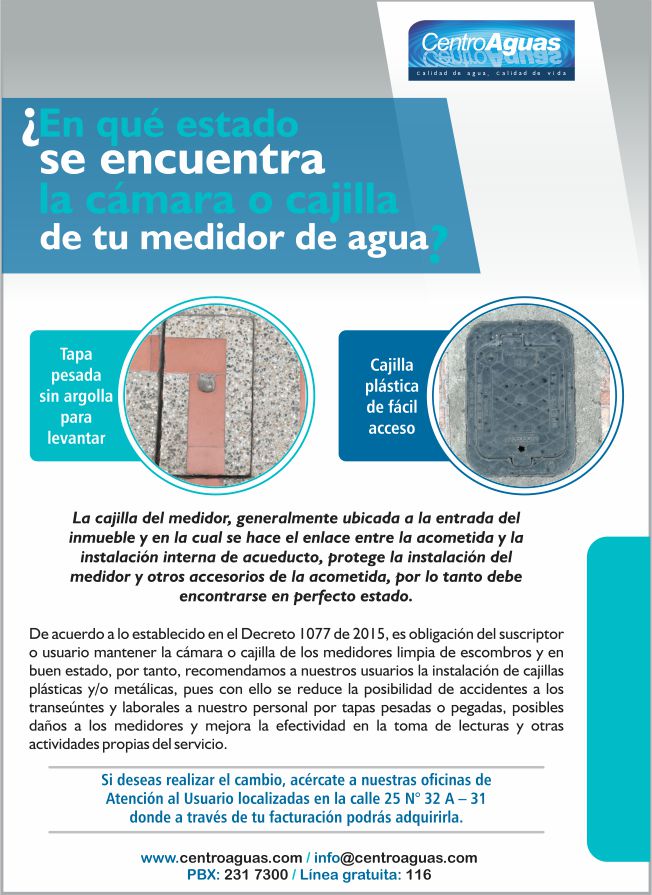 Imagen representativa del cuidado de la rejilla de la cajilla del medidor 