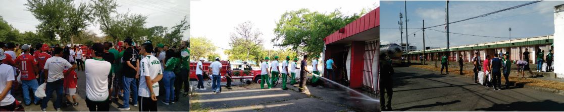 Imagen representativa de personas realizando limpieza al estadio Doce de Octubre