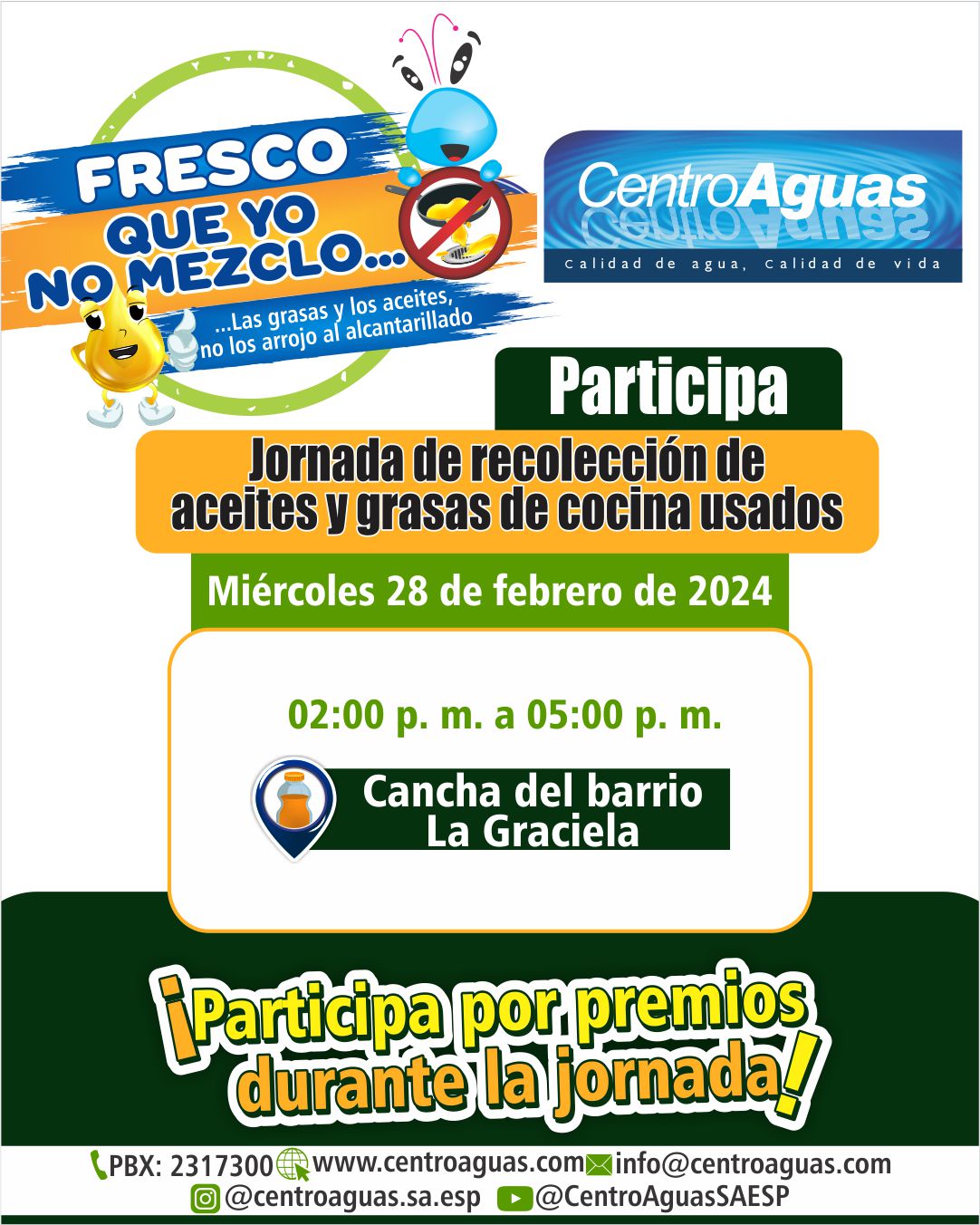 Jornada de recolección de aceite de cocina usado, barrio La Graciela, miércoles 28 de febrero
