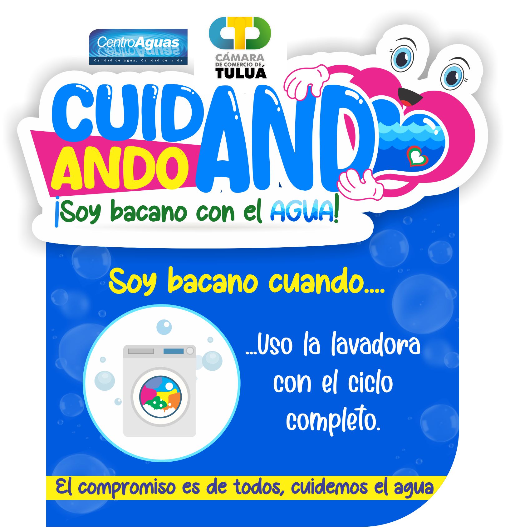 imagen invitando a usar la lavadora con el ciclo completo, para cuidar el agua