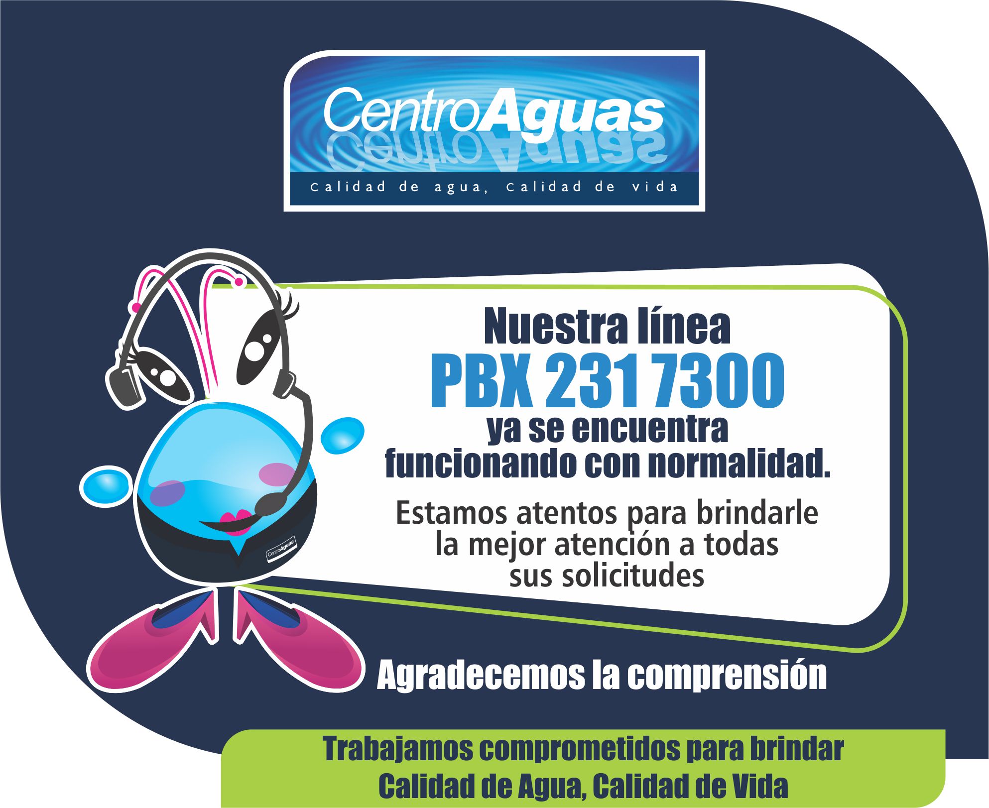 Nuestra línea PBX 2317300 se encuentra funcionando con normalidad 