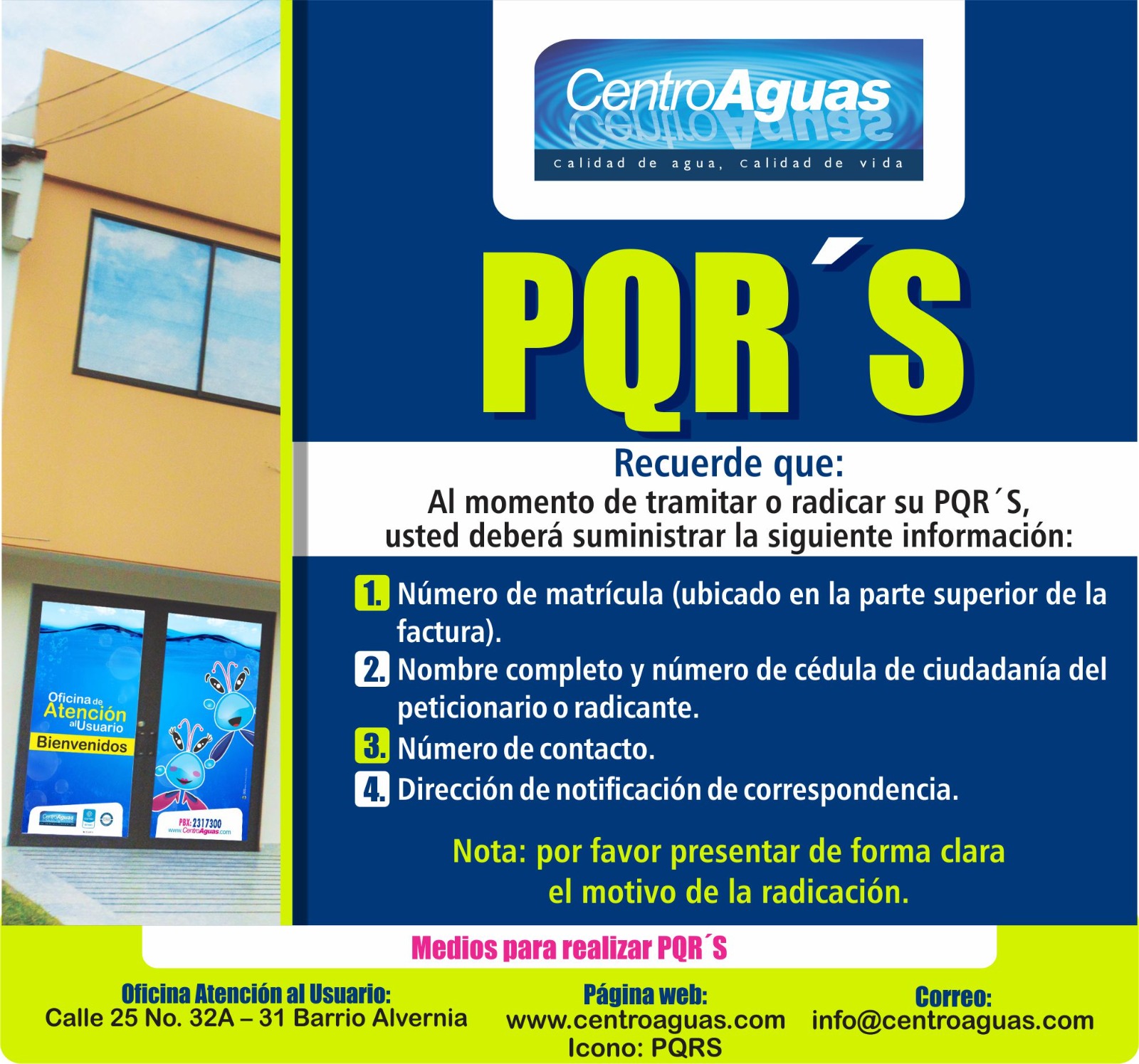 Recomendaciones al momento de tramitar su PQR´S