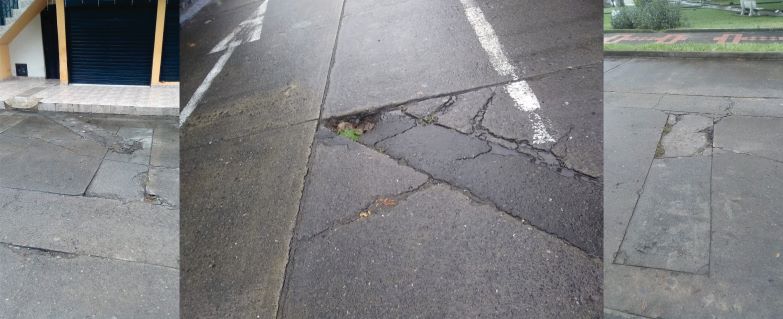 Fotografías de vías en mal estado, con fisuras y huecos
