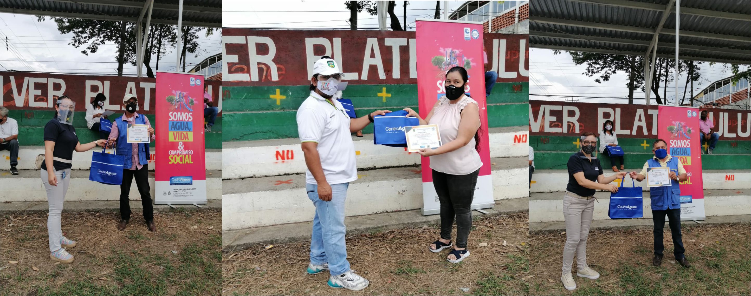 Imagen representativa del personal de centroaguas entregando certificados de las capacitaciones a líderes comunales de Tuluá