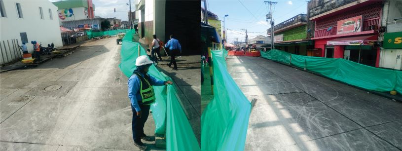 imagen del personal realizando el cierre de la vía para realizar obra