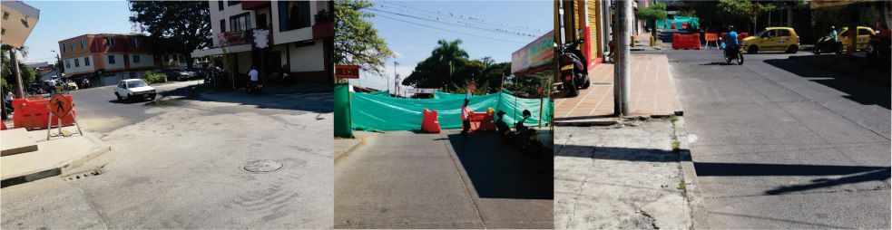 Tres fotografías del sector donde se realiza la obra