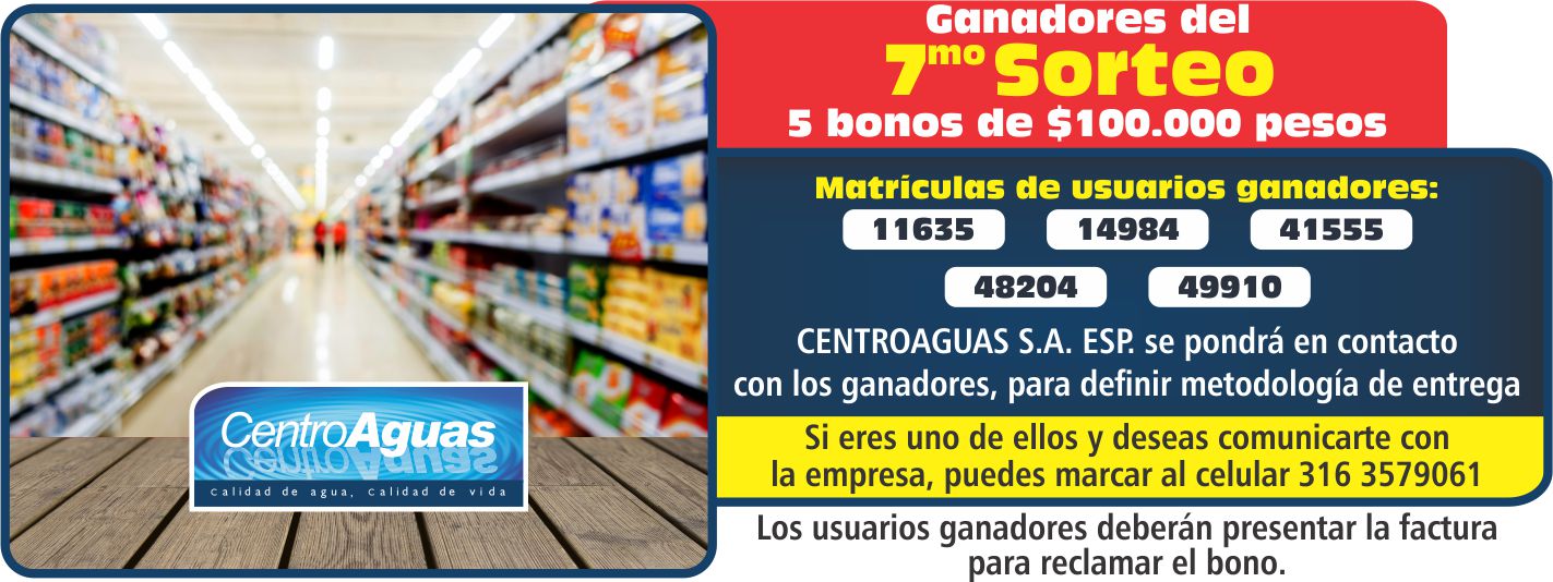 Imagen representativa informando el número de las matrículas que ganaron bonos de $100.000 del séptimo sorteo 