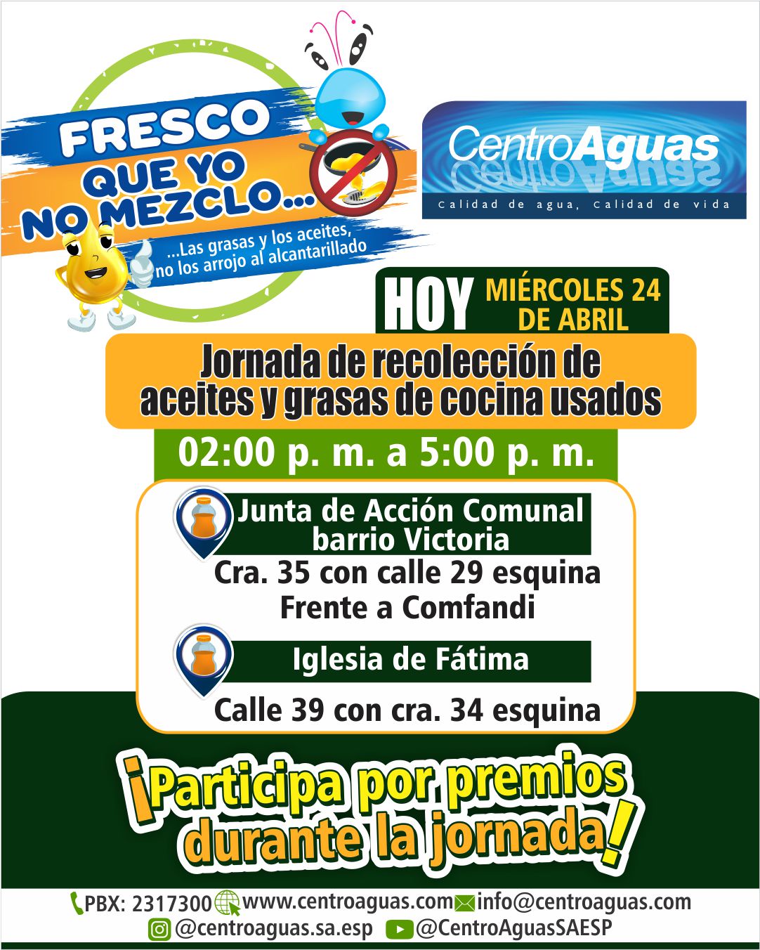 Imagen invitando a participar de la jornada de recolección de aceite de cocina usado