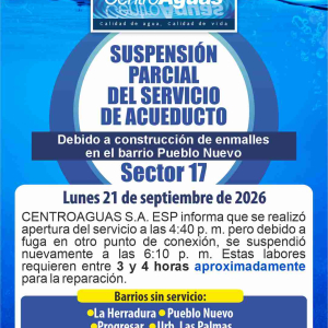 Apertura y nueva suspensión en el sector 17