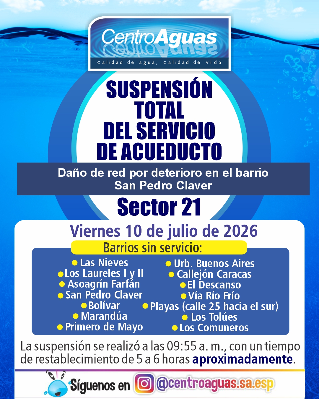 Diseño suspensión del servicio de acueducto 