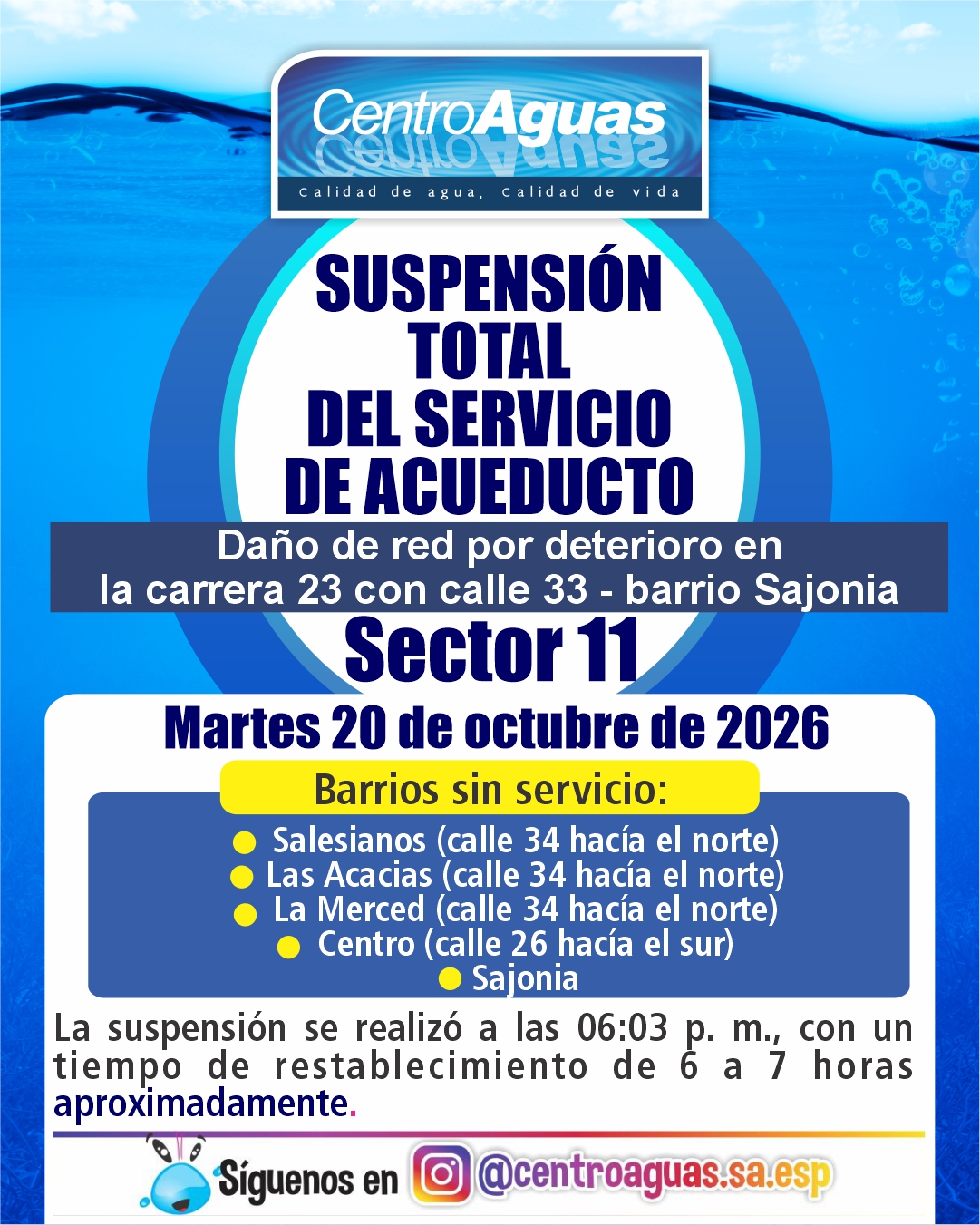 Diseño de Suspensión del servicio de acueducto 