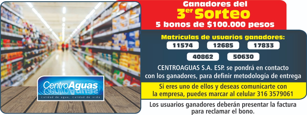 Imagen representativa informando el número de las matrículas que ganaron bonos de $100.000 en el tercer sorteo